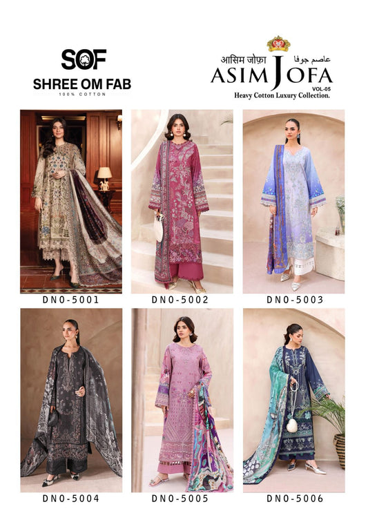 Asim Jofa Vol 5 Shree Om Cotton Karachi Salwar Suits Wholesale Price