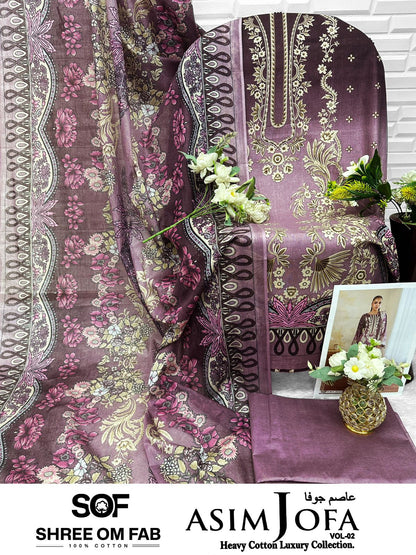 Asim Jofa Vol 2 Shree Om Mix Cotton Open Photo Karachi Salwar Suits Wholesale