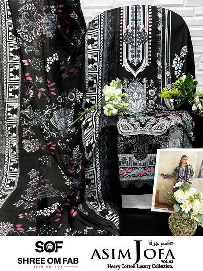Asim Jofa Vol 2 Shree Om Mix Cotton Open Photo Karachi Salwar Suits Wholesale