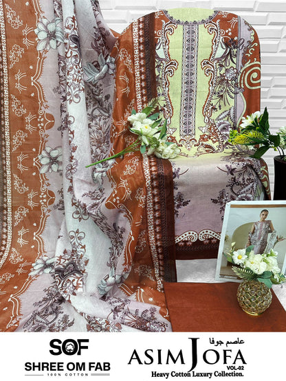 Asim Jofa Vol 2 Shree Om Mix Cotton Open Photo Karachi Salwar Suits Wholesale
