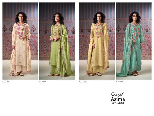 Asima S3170 Ganga Bembarg Silk Plazzo Style Suits Wholesaler Ahmedabad