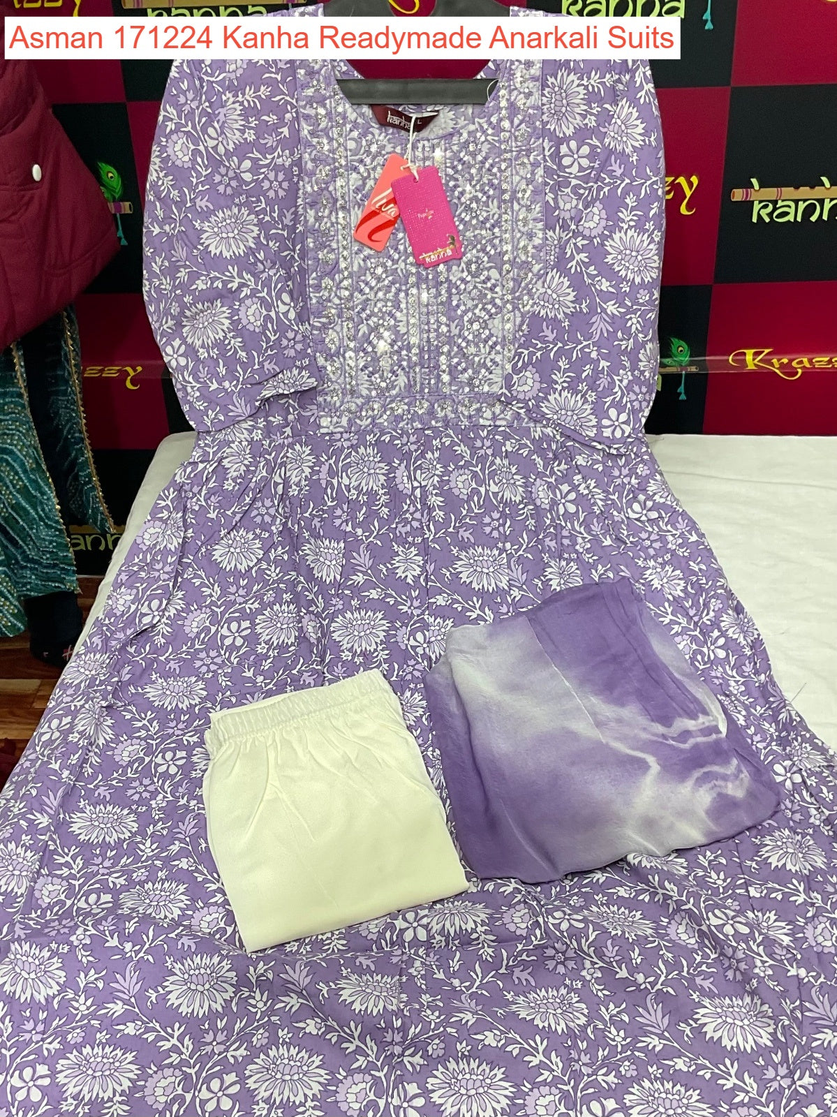 Asman 171224 Kanha Reyon Readymade Anarkali Suits Wholesaler