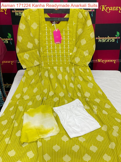 Asman 171224 Kanha Reyon Readymade Anarkali Suits Wholesaler