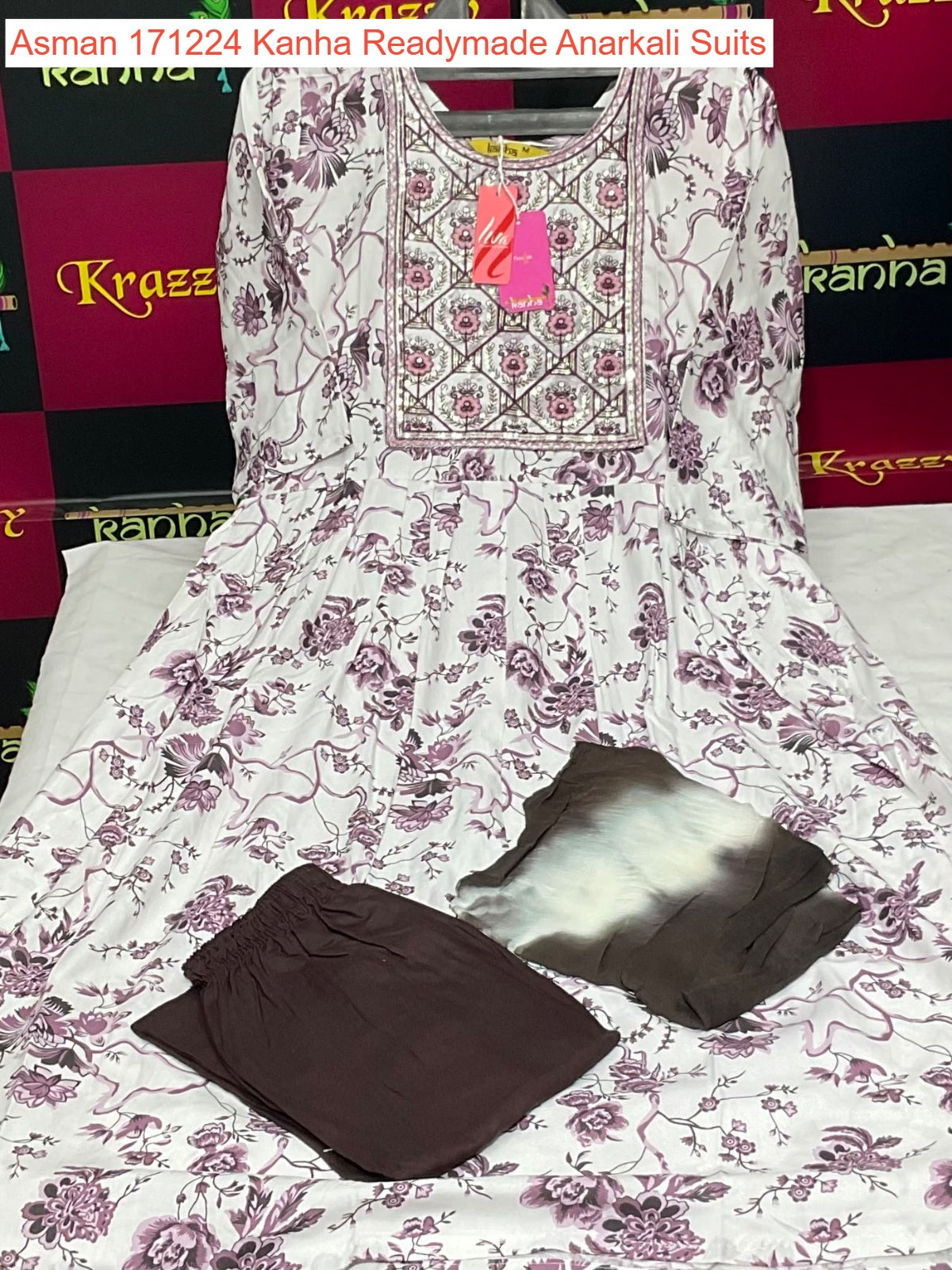 Asman 171224 Kanha Reyon Readymade Anarkali Suits Wholesaler