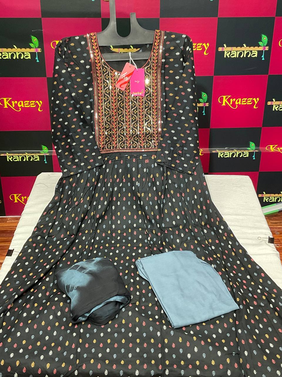Asman 280125 Kanha Reyon Readymade Anarkali Suits Supplier Ahmedabad