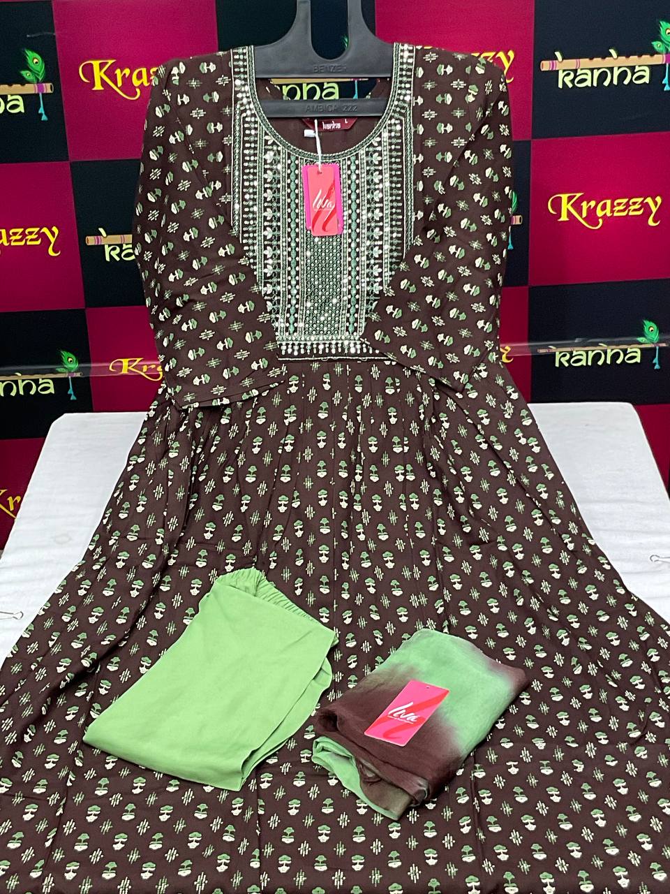 Asman 280125 Kanha Reyon Readymade Anarkali Suits Supplier Ahmedabad