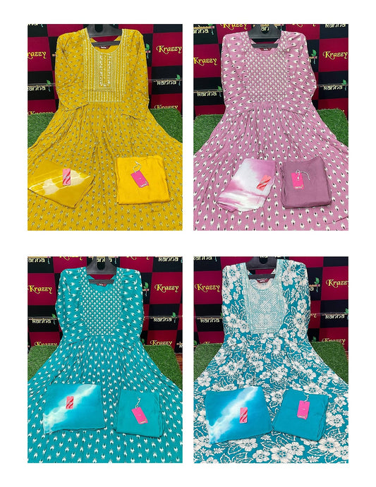 Asman With Pocket 181125 Kanha Reyon Readymade Anarkali Suits Manufacturer Gujarat