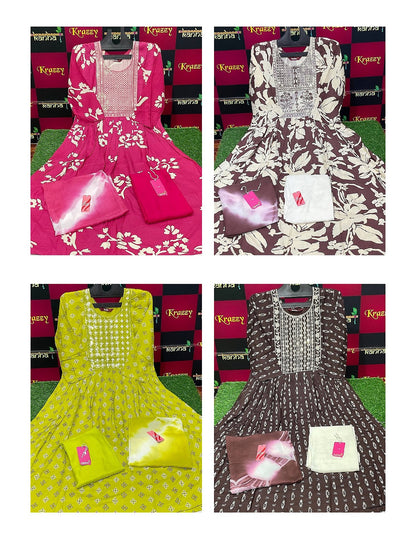 Asman With Pocket 181125 Kanha Reyon Readymade Anarkali Suits Manufacturer Gujarat