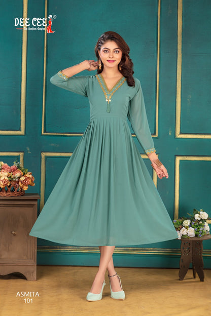 Asmita Deecee Georgette Anarkali Kurtis Manufacturer India