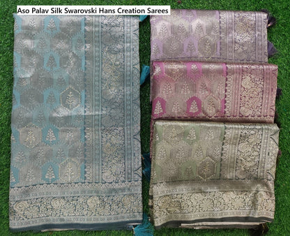 Aso Palav Silk Swarovski Hans Creation Sarees Wholesaler India