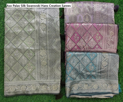 Aso Palav Silk Swarovski Hans Creation Sarees Wholesaler India