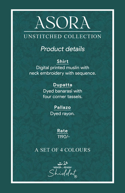Asora Shiddat Muslin Plazzo Style Suits Supplier