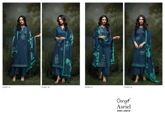 Asriel 3391 Ganga Premium Cotton Plazzo Style Suits Wholesale
