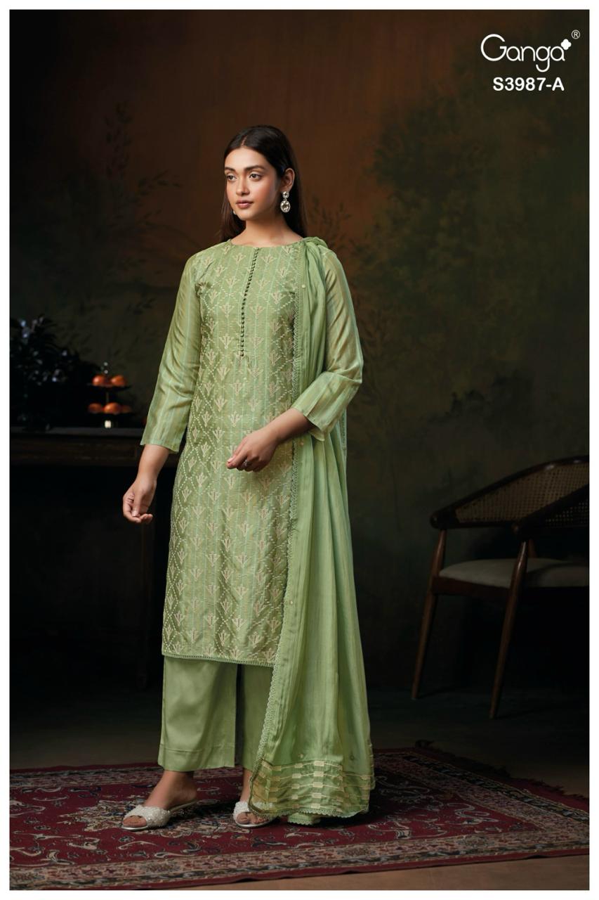 Asthaa Ganga Premium Bemberg Plazzo Style Suits Manufacturer Ahmedabad