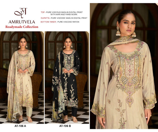 At-106 Amrutvela Viscose Muslin Pakistani Salwar Suits Exporter