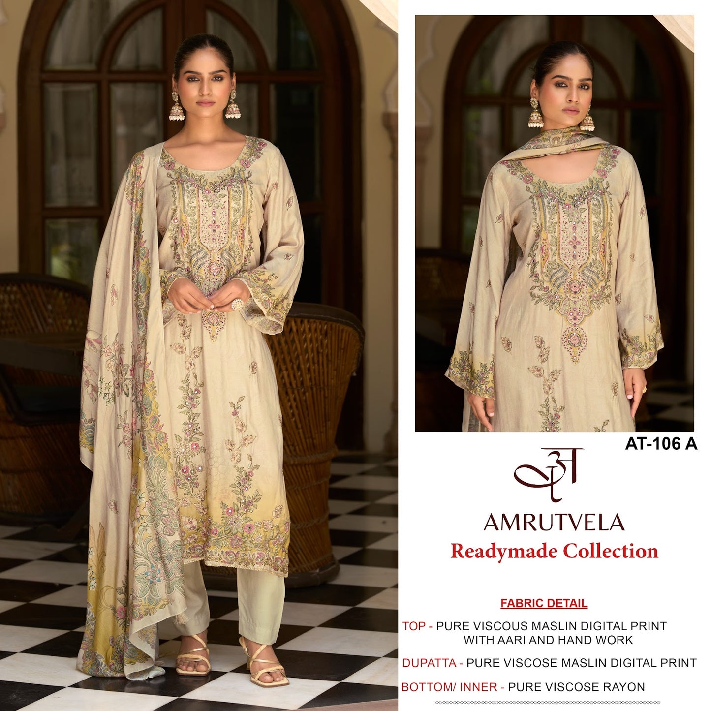 At-106 Amrutvela Viscose Muslin Pakistani Salwar Suits Exporter
