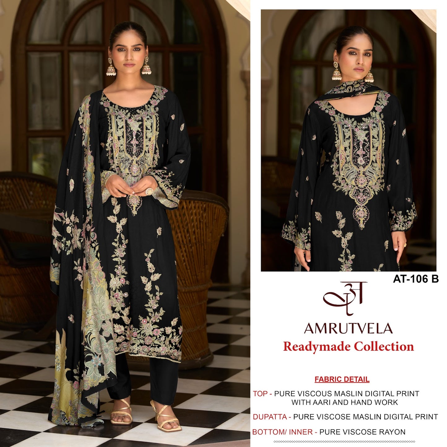 At-106 Amrutvela Viscose Muslin Pakistani Salwar Suits Exporter