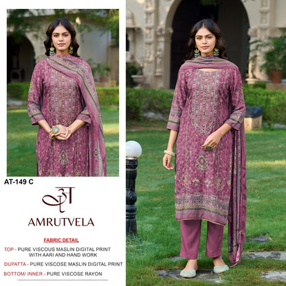 At-149 Amrutvela Viscose Muslin Pakistani Salwar Suits Supplier