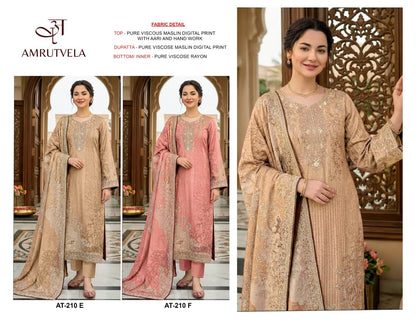 At-210 Ef Amrutvela Viscose Muslin Pakistani Salwar Suits Wholesaler