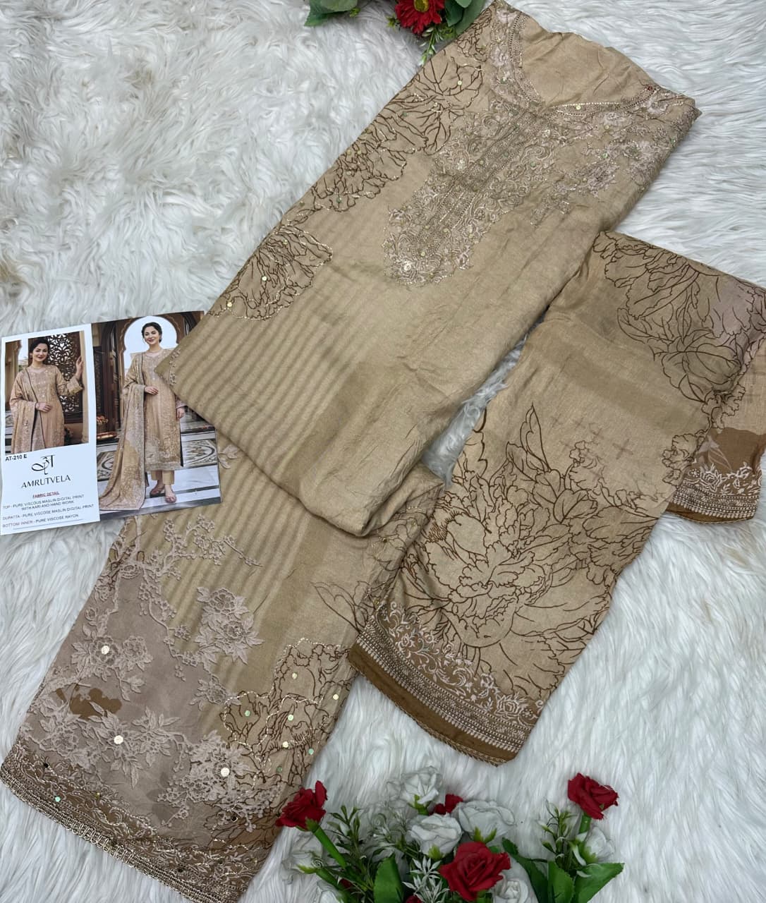 At-210 Ef Amrutvela Viscose Muslin Pakistani Salwar Suits Wholesaler
