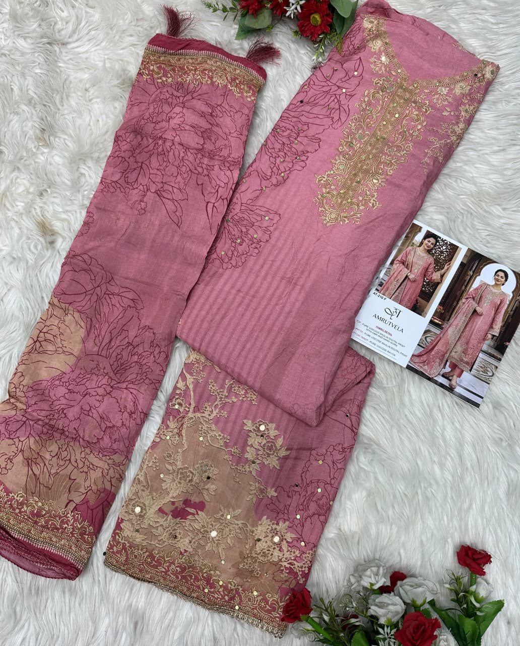 At-210 Ef Amrutvela Viscose Muslin Pakistani Salwar Suits Wholesaler