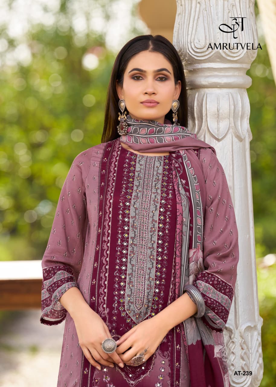 At-239 Amrutvela Viscose Muslin Pakistani Readymade Suits Wholesale Price