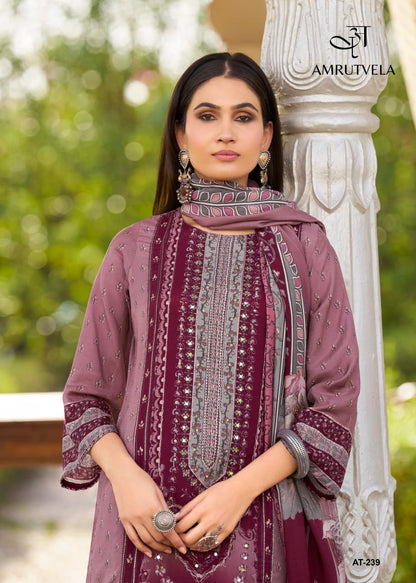 At-239 Amrutvela Viscose Muslin Pakistani Readymade Suits Wholesale Price