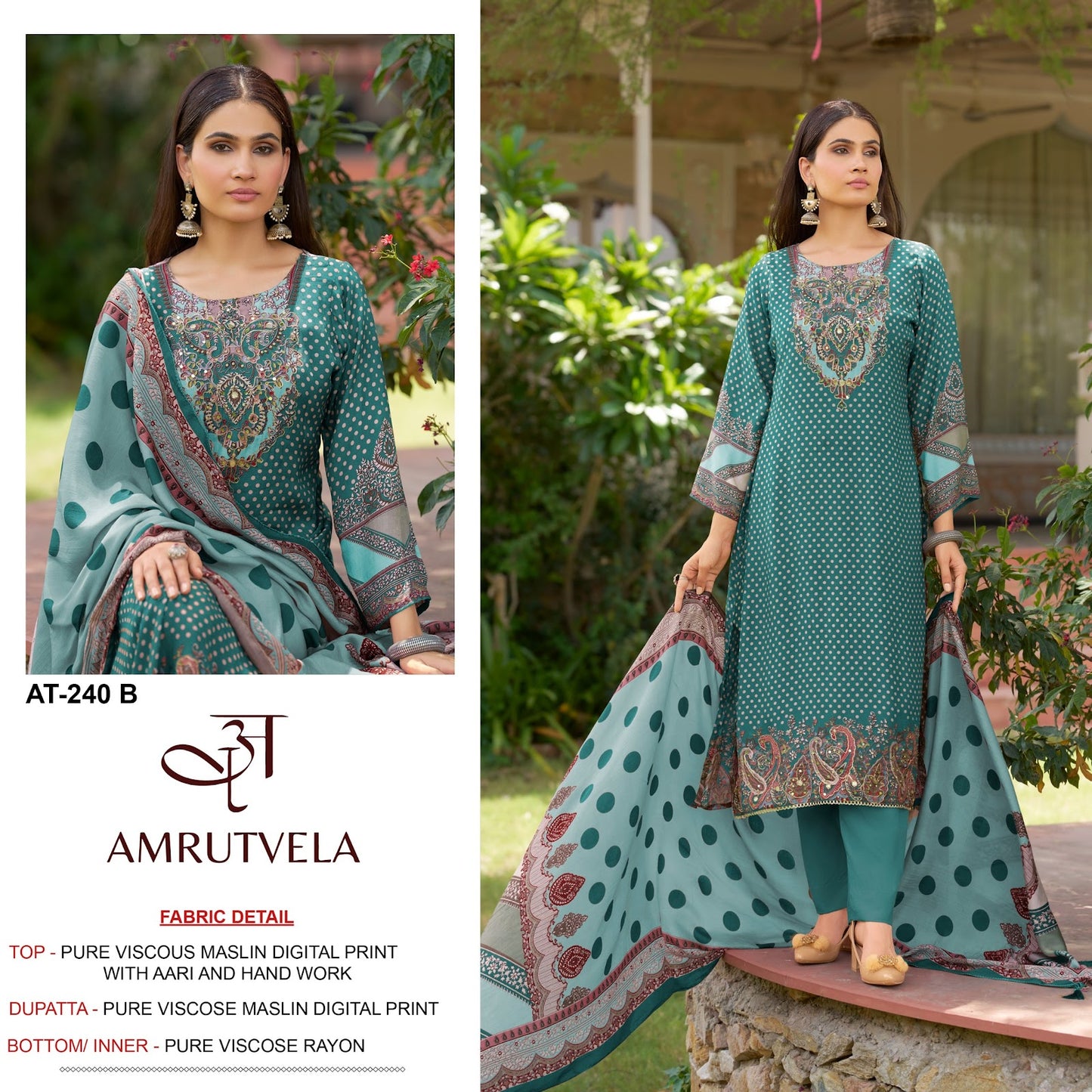 At-240 Amrutvela Viscose Muslin Pakistani Salwar Suits Manufacturer Ahmedabad