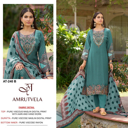At-240 Amrutvela Viscose Muslin Pakistani Salwar Suits Manufacturer Ahmedabad