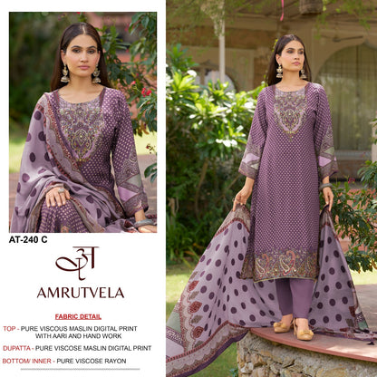 At-240 Amrutvela Viscose Muslin Pakistani Salwar Suits Manufacturer Ahmedabad