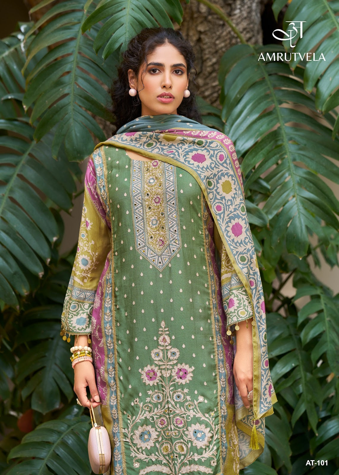 At101 Amrutvela Pure Viscose Muslin Karachi Salwar Suits Supplier Ahmedabad