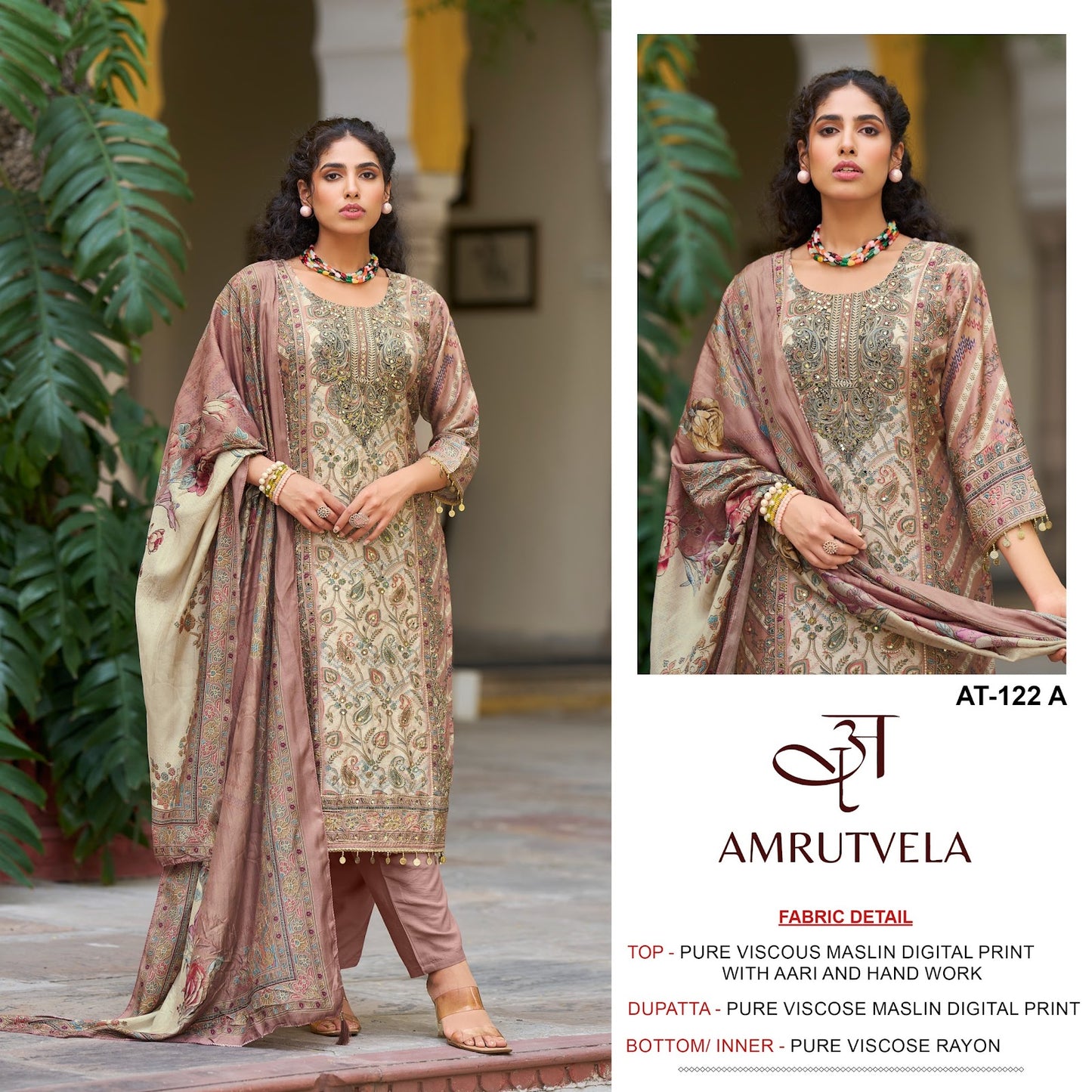 At122 Amrutvela Pure Viscose Muslin Karachi Salwar Suits Wholesaler