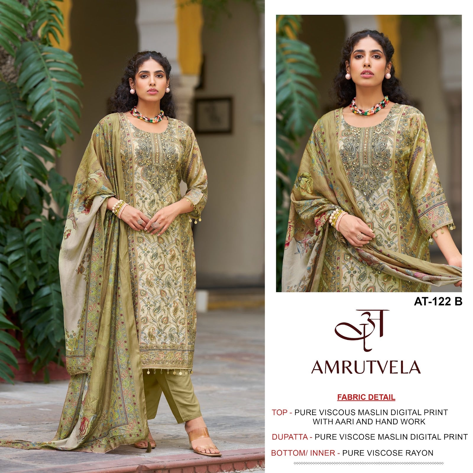 At122 Amrutvela Pure Viscose Muslin Karachi Salwar Suits Wholesaler