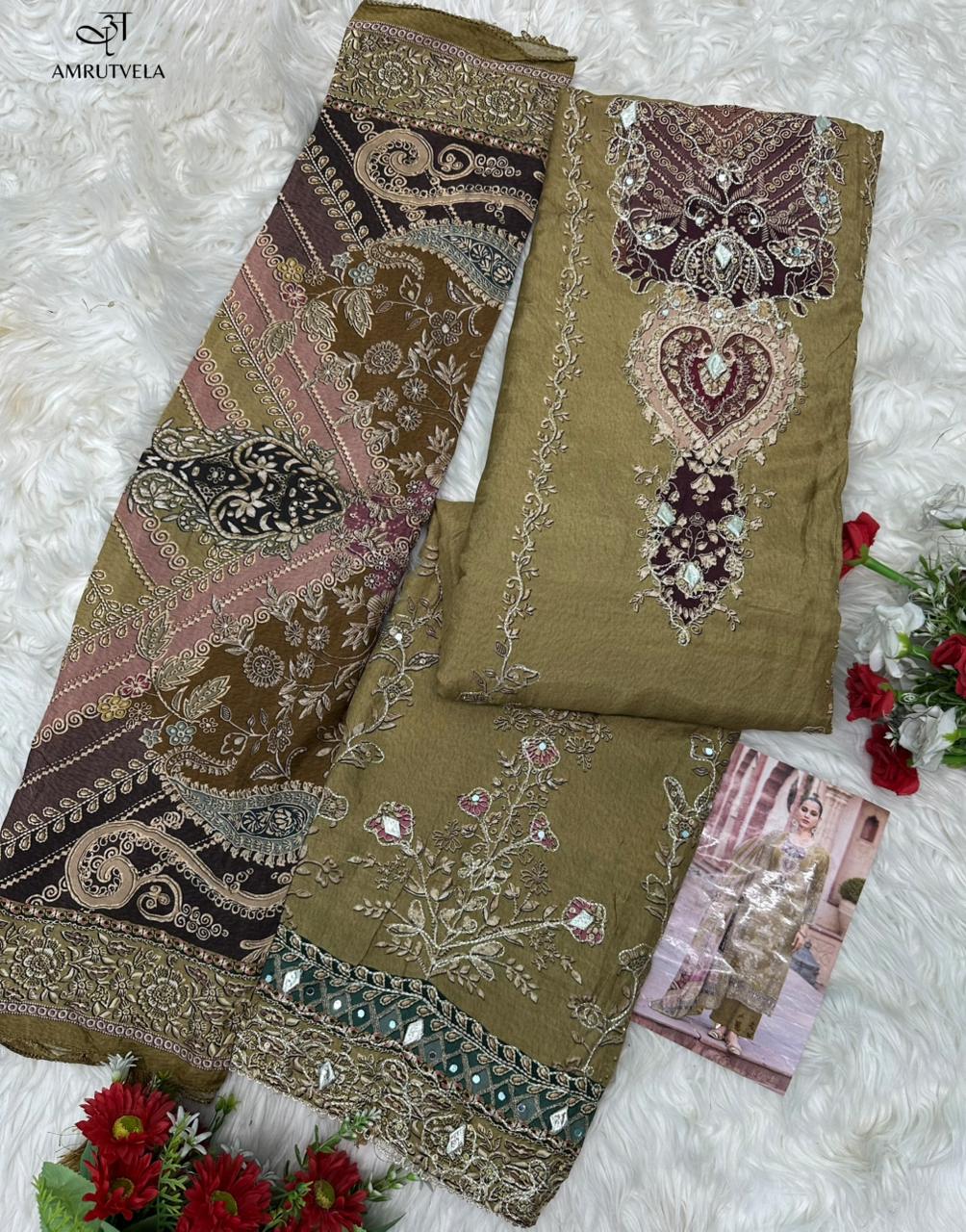 At204 Amrutvela Viscose Muslin Pakistani Salwar Suits Exporter Ahmedabad