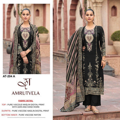 At204 Amrutvela Viscose Muslin Pakistani Salwar Suits Exporter Ahmedabad