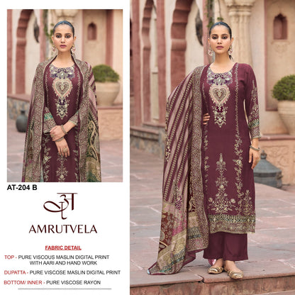 At204 Amrutvela Viscose Muslin Pakistani Salwar Suits Exporter Ahmedabad