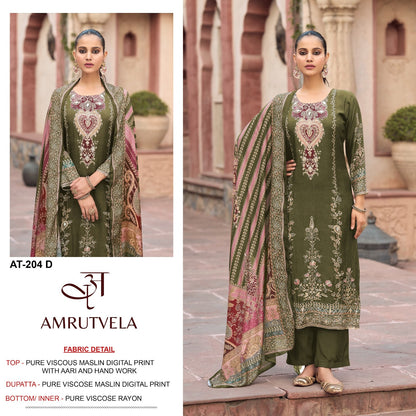 At204 Amrutvela Viscose Muslin Pakistani Salwar Suits Exporter Ahmedabad