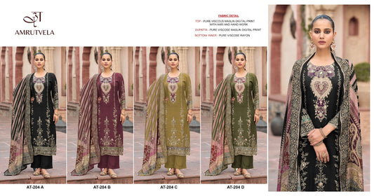At204 Amrutvela Viscose Muslin Pakistani Salwar Suits Exporter Ahmedabad