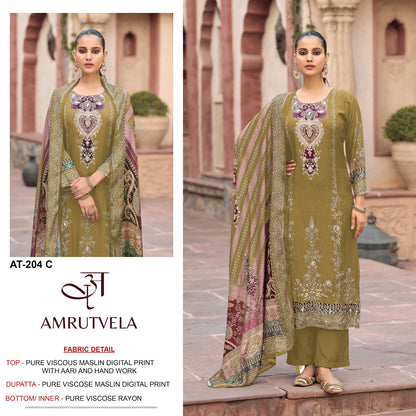 At204 Amrutvela Viscose Muslin Pakistani Salwar Suits Exporter Ahmedabad