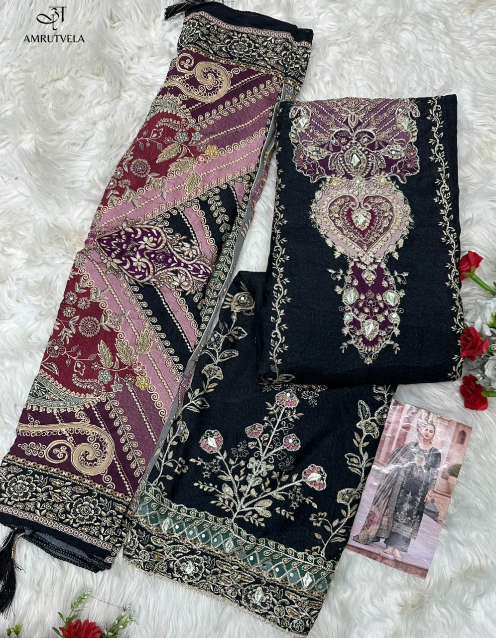 At204 Amrutvela Viscose Muslin Pakistani Salwar Suits Exporter Ahmedabad