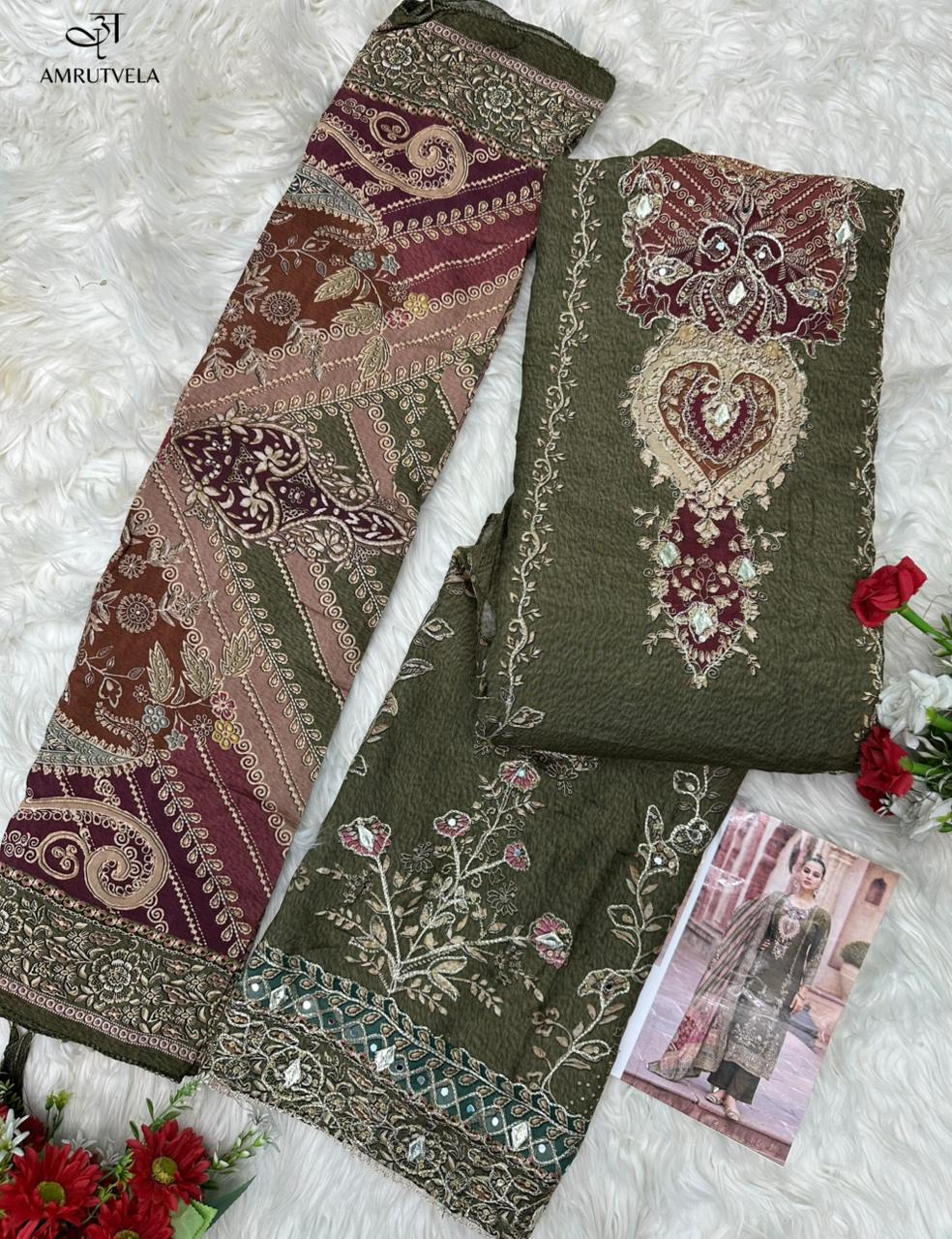 At204 Amrutvela Viscose Muslin Pakistani Salwar Suits Exporter Ahmedabad