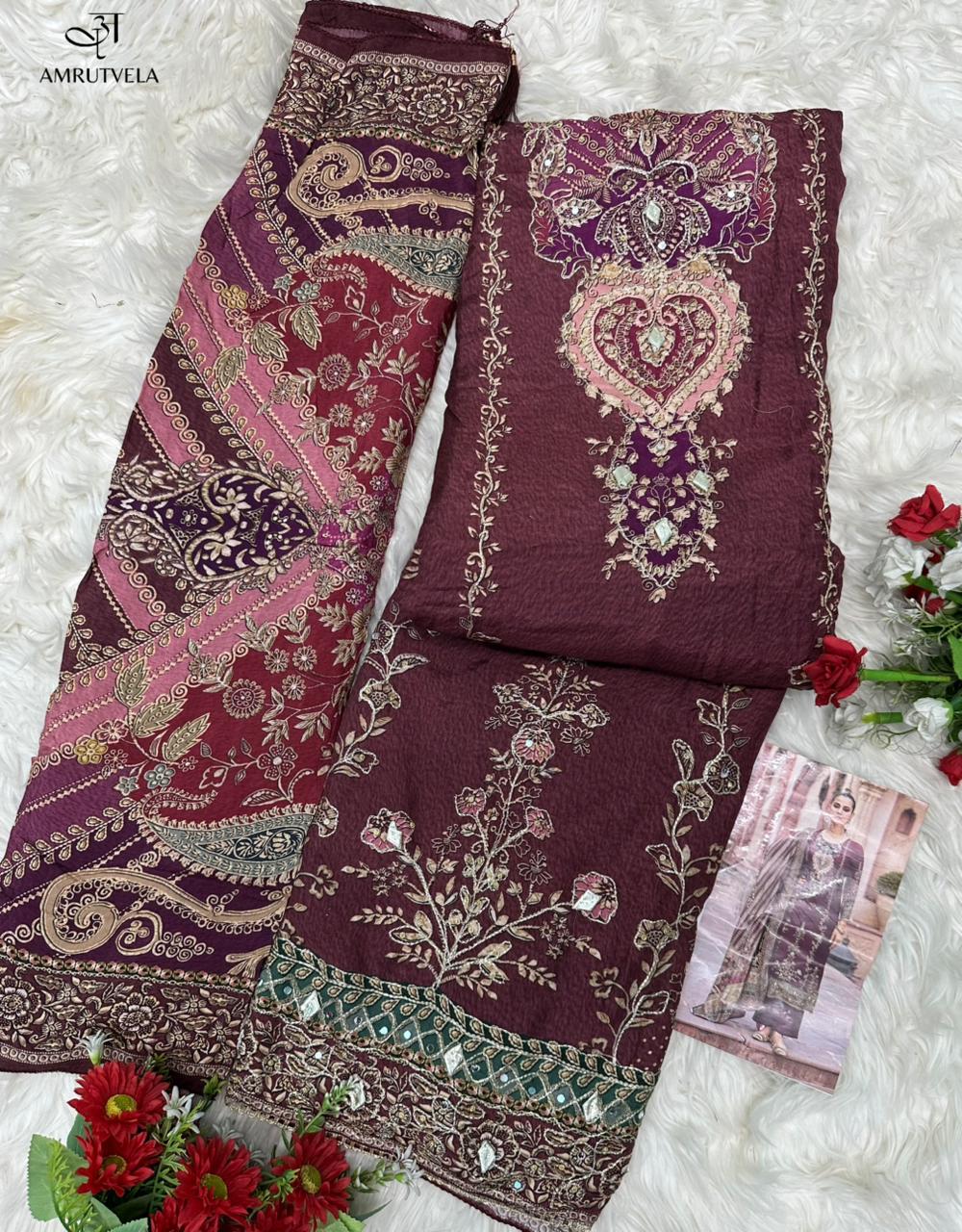 At204 Amrutvela Viscose Muslin Pakistani Salwar Suits Exporter Ahmedabad