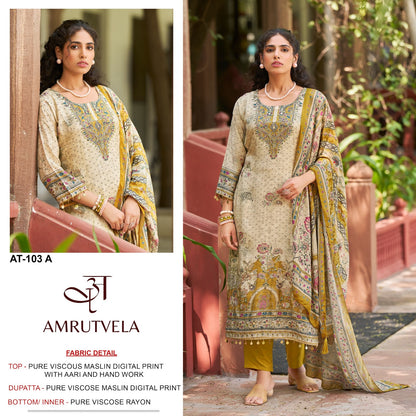 At 103 Amrutvela Viscose Muslin Karachi Salwar Suits Exporter Gujarat
