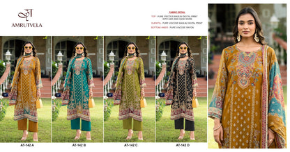 At 142 Amrutvela Viscose Muslin Karachi Salwar Suits Wholesale Rate