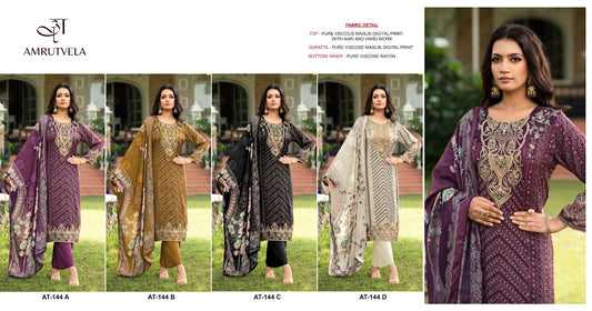 At 144 Amrutvela Viscose Muslin Karachi Salwar Suits Supplier Ahmedabad