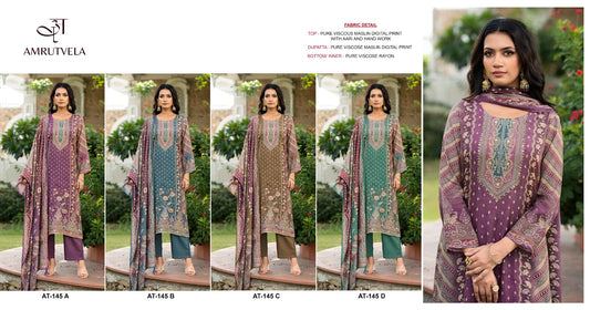 At 145 Amrutvela Viscose Muslin Karachi Salwar Suits Exporter Ahmedabad