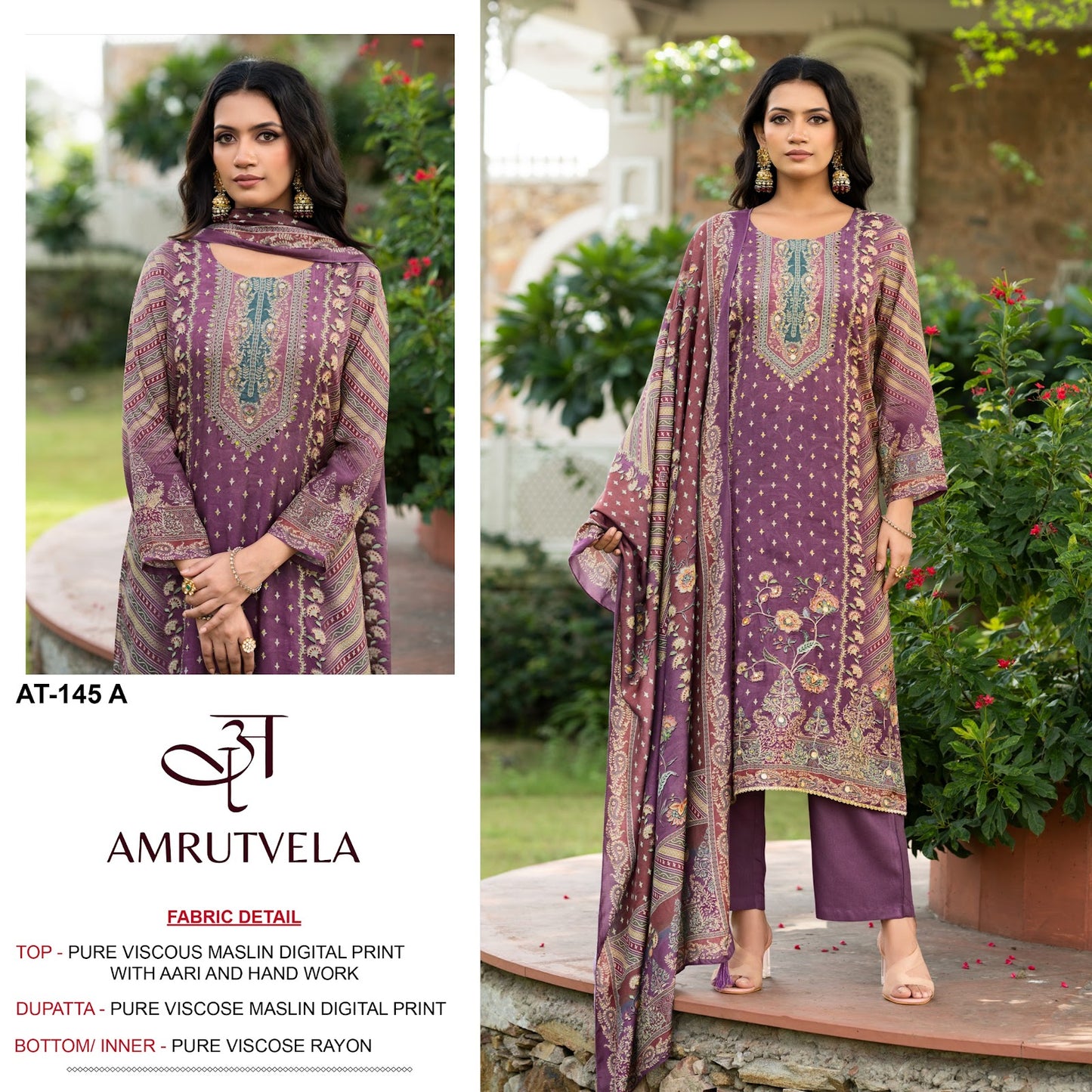 At 145 Amrutvela Viscose Muslin Karachi Salwar Suits Exporter Ahmedabad