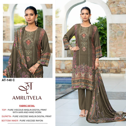 At 148 Amrutvela Viscose Muslin Karachi Salwar Suits Supplier