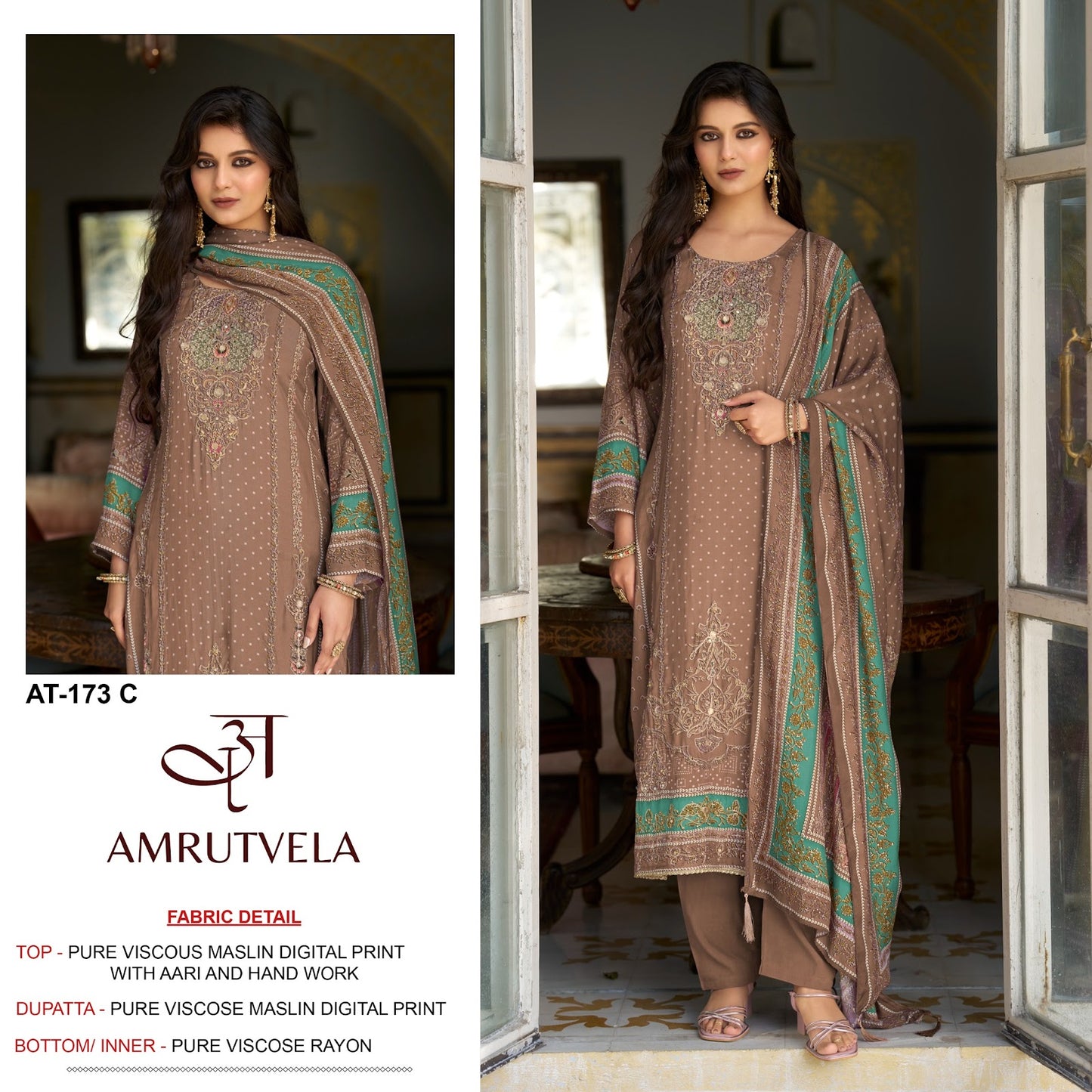 At 173 Amrutvela Viscose Muslin Karachi Salwar Suits Exporter Ahmedabad