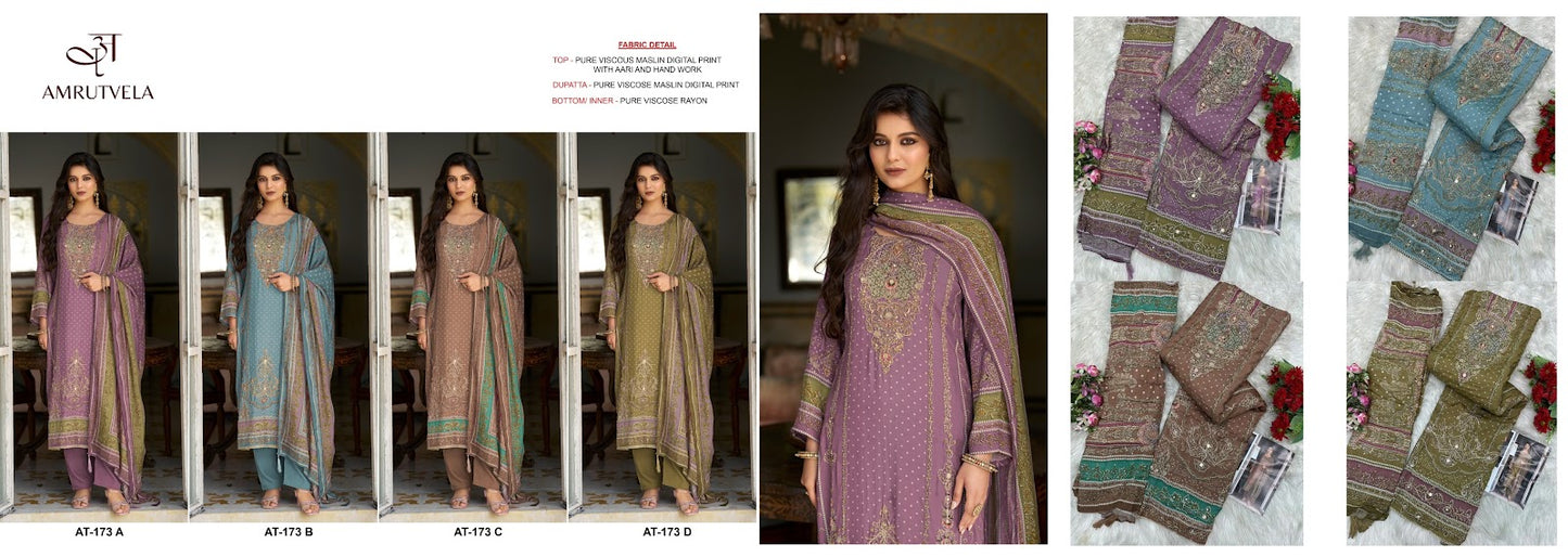 At 173 Amrutvela Viscose Muslin Karachi Salwar Suits Exporter Ahmedabad